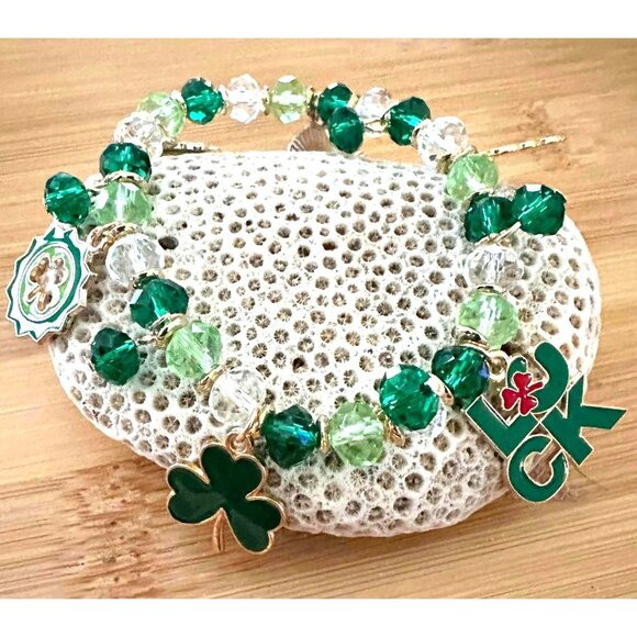 St Patricks Day Charm Bracelet Stretch Shamrocks Luck Leprechaun Hat Bee… - Picture 10 of 12